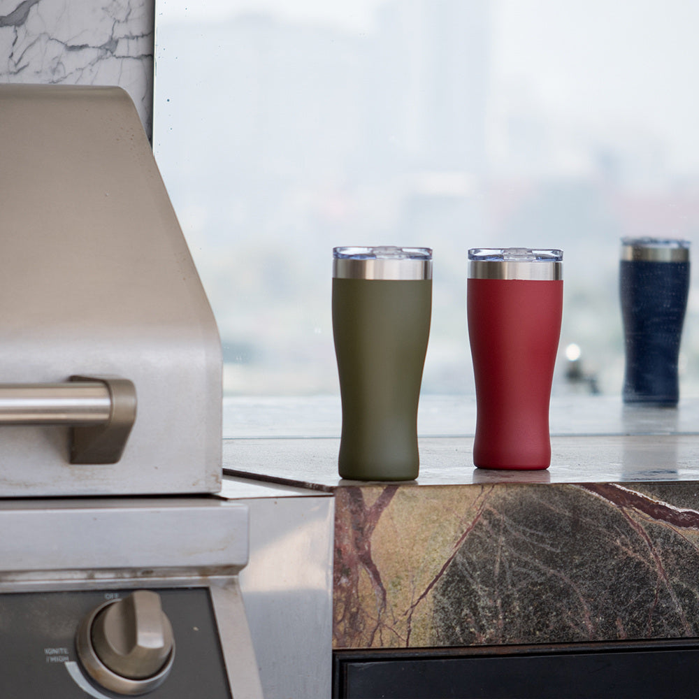 Yarda de Acero inoxidable 16oz color verde y rojo - Todika premium drinkware en Monterrey México