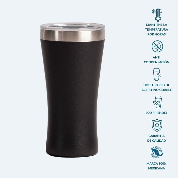 Vaso tequilero de acero inoxidable personalizable en Monterrey Mexico - color negro - Todika premium drinkware