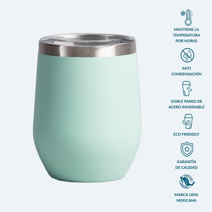 Vaso de vino color menta de acero inoxidable - Todika premium dinkware en Monterrey México marca EverestFort