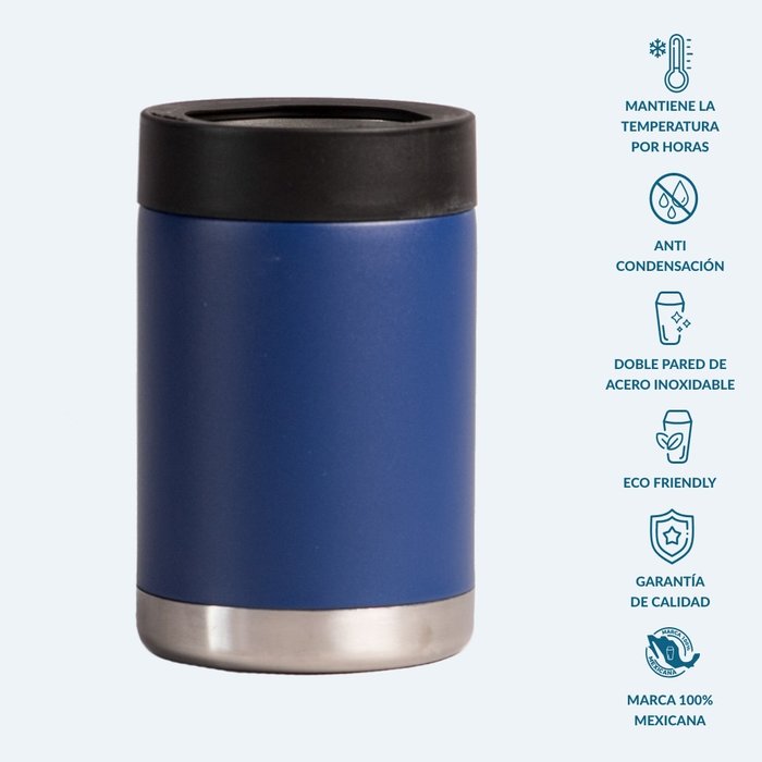 Porta latas de acero inoxidable color azul en Monterrey México - Todika