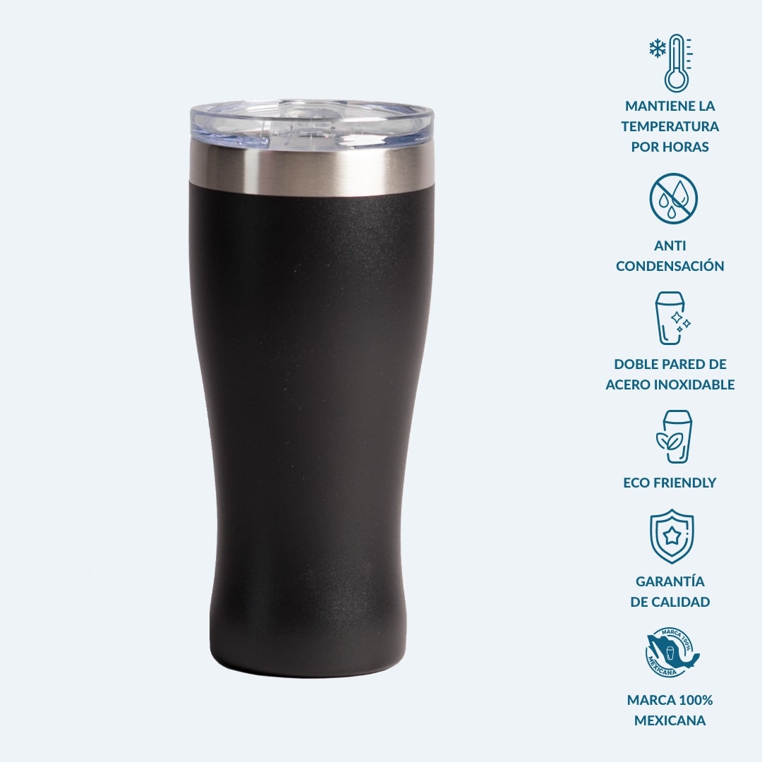 Yarda de Acero inoxidable 16oz color negro - Todika premium drinkware en Monterrey México